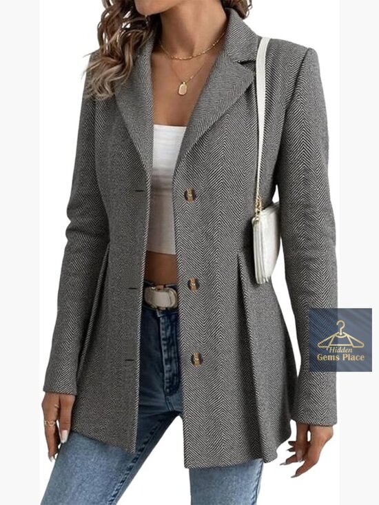 Jackets & Blazers - Lightweight Blazer Cardigan Open Front Long Sleeve Casual Office Jacket